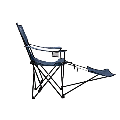 Homecall - Silla de camping plegable con respaldo ajustable y reposapiés (azul)