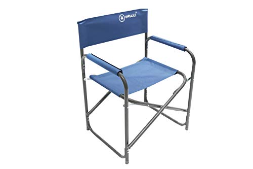 Homecall - Silla de camping plegable de aluminio con respaldo (azul)