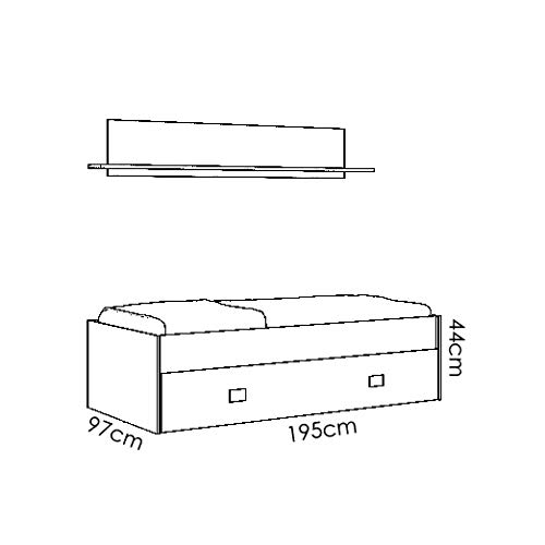 HOMEKIT Cama Nido con cajón y estantería, Artic+Rosa, Sencillo