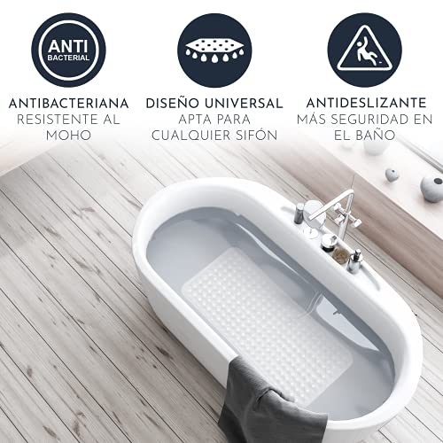 Homerella Alfombra de baño Antideslizante y Delicada con la Piel, 88x39cm, Incl. Ganchos | Esterilla de Tina sin BPA | Estera Resistente al Moho y Lavable a máquina | Alfombrilla de Ducha