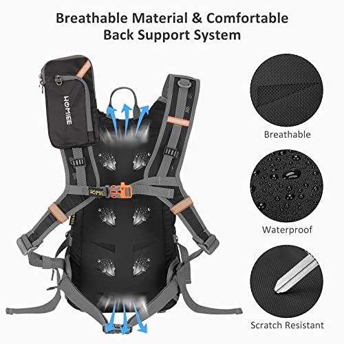 HOMIEE Mochila de Ciclismo Impermeable, Mochila para bicicleta con Cubierta de Lluvia, Unisexo Respirable Ultraligero para Excursionismo Ciclismo Alpinismo Senderismo Camping al Aire Libre(gris)