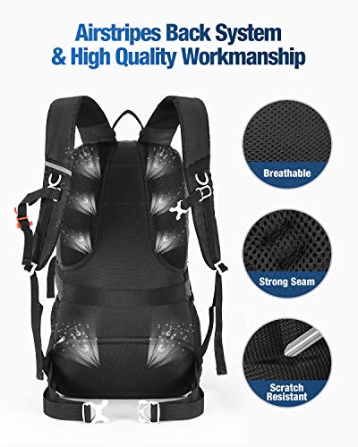 HOMIEE Mochila de Senderismo de 45L, Bolsa de Nylon para Caminatas con Bolsillo para computadora portátil, Adecuada para Caminatas, excursiones, Deportes al Aire Libre, Estilo único Impermeable(negro)