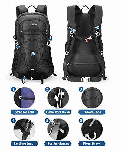 HOMIEE Mochila de Senderismo de 45L, Bolsa de Nylon para Caminatas con Bolsillo para computadora portátil, Adecuada para Caminatas, excursiones, Deportes al Aire Libre, Estilo único Impermeable(negro)