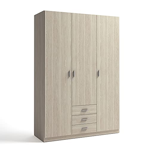 HOMN LIVING Armario ropero Altea 3 Puertas y 3 Cajones Color Sable, 148,9 cm (Ancho) 51 cm (Profundo) 215 cm (Altura)