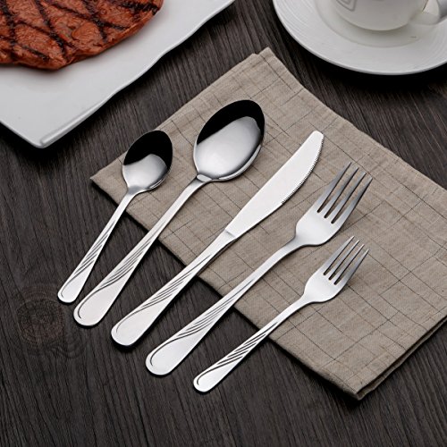 HOMQUEN Set de Cubiertos de Acero Inoxidable de 30 Piezas, Cubiertos de Platería, Cuchillos, Tenedores, Cucharas, Set para 6 Personas (Cubiertos, 6 Sets)