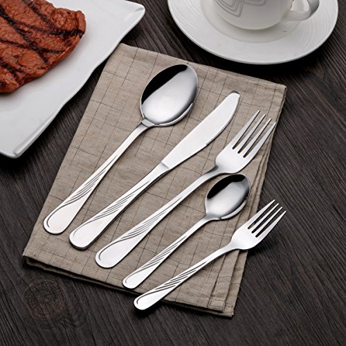 HOMQUEN Set de Cubiertos de Acero Inoxidable de 30 Piezas, Cubiertos de Platería, Cuchillos, Tenedores, Cucharas, Set para 6 Personas (Cubiertos, 6 Sets)