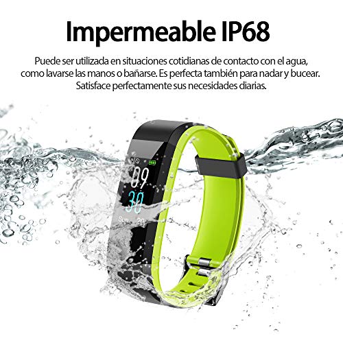 HOMSCAM Pulsera Inteligente, Pulsera Actividad Impermeable IP68 con Monitor de Calorías, Monitor de Ritmo Cardíaco, Captura de cámara, Notificación de Mensajes para Android y iOS Teléfono móvil