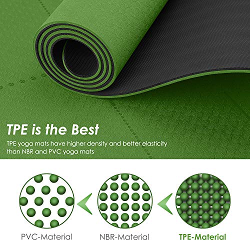 Homtiky Esterilla Yoga, Esterilla Deporte Antideslizante con Material ecológico TPE, Yoga Mat diseñado para Entrenamiento físico con Correa de Transporte y Bolsa