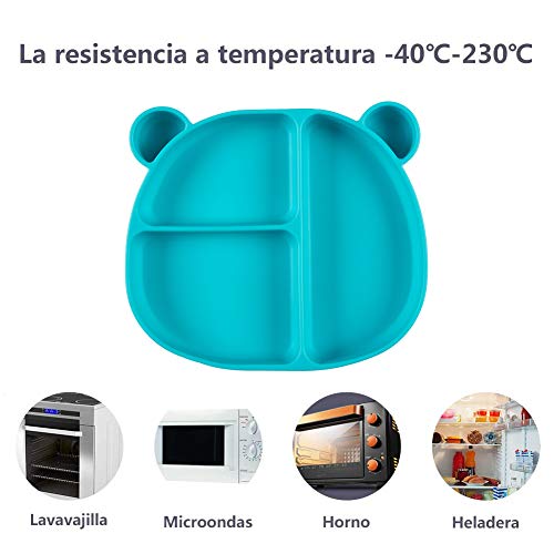 Homvik Plato de Silicona con Ventosa para Bebé Mantel Individual para Bebé Niños Plato Antideslizante Plato de Alimentación para BLW (Verde)