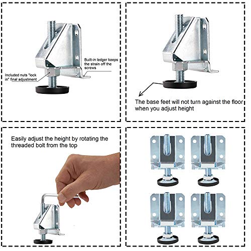 Honeyhouse 4 patas niveladoras de muebles resistentes M10 con tornillos y llave para mesas, estanterías, armarios, bancos de trabajo