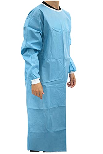 HONGYU Bata protectora estéril OP, bata desechable, SMMS 40 g/m², tela no tejida con refuerzos en el pecho, abdomen y brazos, tamaño 130 x 140 cm, talla única, azul (1)