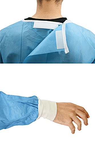 HONGYU Bata protectora estéril OP, bata desechable, SMMS 40 g/m², tela no tejida con refuerzos en el pecho, abdomen y brazos, tamaño 130 x 140 cm, talla única, azul (1)