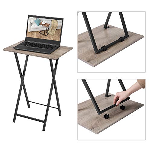 HOOBRO Plegable Mesa Auxiliar de 2, Mesa Lateral para Sofá, Escritorio Pequeño para Portátil, pequeño Plegable Mesa de TV, Fácil Almacenamiento Estructura, Greige y Negro EBG25BZ01