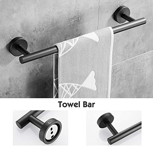 Hoomtaook Juego de Accesorios de baño Negro Toalleros para Baños 3 en 1 Gancho de Toalla Barra de Toalla Gratis Soporte de papel Higiénico Pintura en Aerosol Instalación de Taladro de Orificio Negro