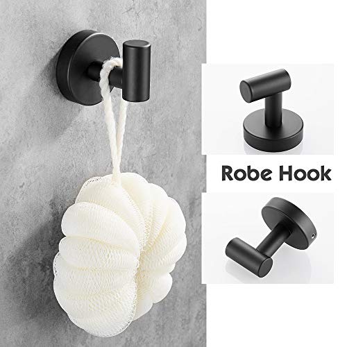 Hoomtaook Juego de Accesorios de baño Negro Toalleros para Baños 3 en 1 Gancho de Toalla Barra de Toalla Gratis Soporte de papel Higiénico Pintura en Aerosol Instalación de Taladro de Orificio Negro