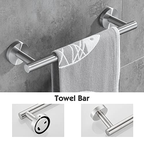 Hoomtaook Toalleros de Baño Toalleros Baño Acero Inoxidable Juego de Accesorios de Baño 3 en 1 Soporte de Gratis Papel Higiénico Instalación de Punzón de Superficie Acabado Cepillado Plata