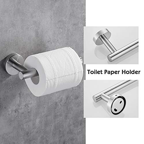 Hoomtaook Toalleros de Baño Toalleros Baño Acero Inoxidable Juego de Accesorios de Baño 3 en 1 Soporte de Gratis Papel Higiénico Instalación de Punzón de Superficie Acabado Cepillado Plata