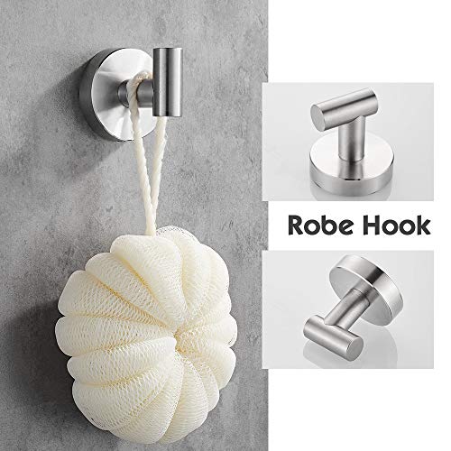 Hoomtaook Toalleros de Baño Toalleros Baño Acero Inoxidable Juego de Accesorios de Baño 3 en 1 Soporte de Gratis Papel Higiénico Instalación de Punzón de Superficie Acabado Cepillado Plata