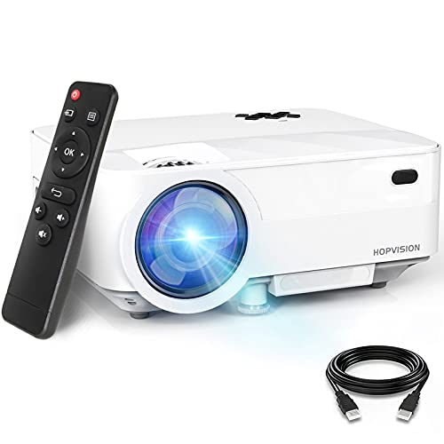 HOPVISION Mini Proyector 1080P Full HD,Proyector Portátil de 6500 Lúmenes con Pantalla Máx de 240",Proyector LCD de 90000 Horas,Proyector Cine en Casa Compatible con HDMI/AV/USB/SD/VGA