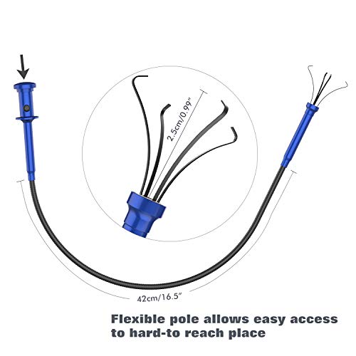 Housolution Recogedor Magnético de Cuatro Garras, Barredora de Recogida de la Manguera Flexible con LED Luz, Herramienta de Ayuda Flexible y Larga para Recolección de Basura - Azul