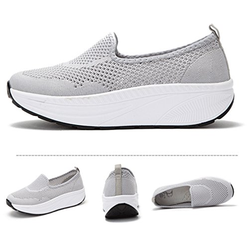 Hsyooes Shape Ups Zapatos de Mujer Andar Deporte Zapatilla de Deporte Plataforma Malla Running Zapatos Height-Increasing Sneaker