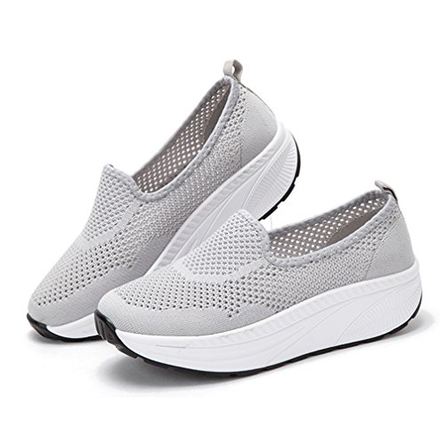 Hsyooes Shape Ups Zapatos de Mujer Andar Deporte Zapatilla de Deporte Plataforma Malla Running Zapatos Height-Increasing Sneaker