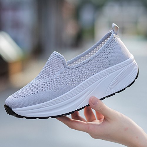 Hsyooes Shape Ups Zapatos de Mujer Andar Deporte Zapatilla de Deporte Plataforma Malla Running Zapatos Height-Increasing Sneaker