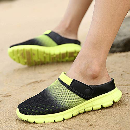 Hsyooes Zuecos para Hombres Mujeres Zapatillas de Playa Respirable Malla Sandalias Verano Antideslizante Zapatillas de Jardin