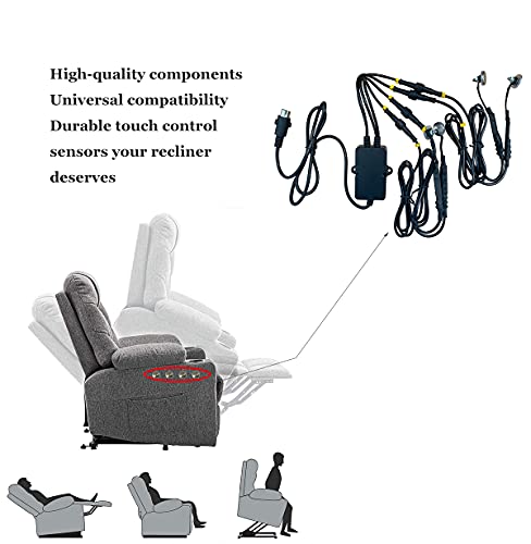 Huachuang Sensor-Kit de Caja de Control y Sensor táctil Motor 4 sensores 5 Pines Conectores y Cables para sillones eléctricos Sillón reclinable limoss Piezas de reparación de sofás