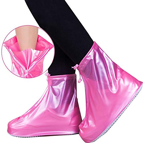 HUAIXIAOHAI 1 par de zapatos de protector impermeable para impermeables Cubierta de bota Unisex Cremallera Zapato de lluvia Cubiertas de zapatos antideslizantes Cajas de zapatos de agua Cubiertas de z