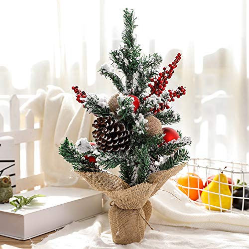 Huangsh Navidad Adorno Árbol 45 cm Navidad Decoración árbol Árbol Día de Navidad Pequeño árbol Adornos Mini Flocado Árbol de Navidad con bolas Escritorio Armario Compras Mall Adornos de Navidad Adorno