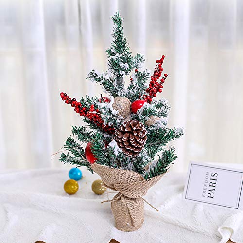 Huangsh Navidad Adorno Árbol 45 cm Navidad Decoración árbol Árbol Día de Navidad Pequeño árbol Adornos Mini Flocado Árbol de Navidad con bolas Escritorio Armario Compras Mall Adornos de Navidad Adorno