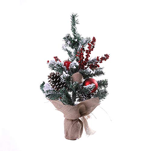 Huangsh Navidad Adorno Árbol 45 cm Navidad Decoración árbol Árbol Día de Navidad Pequeño árbol Adornos Mini Flocado Árbol de Navidad con bolas Escritorio Armario Compras Mall Adornos de Navidad Adorno