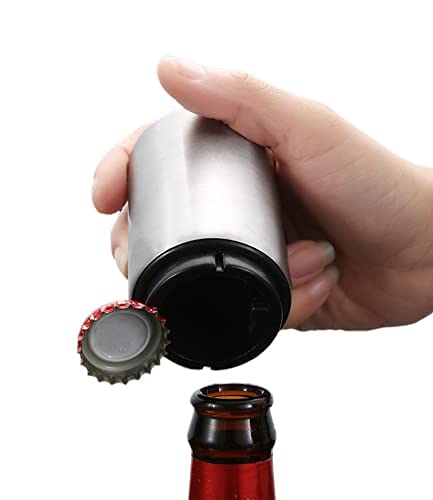 HUICHENG Abrebotellas Abrebotellas automático Abrebotellas de Acero Inoxidable Abridor de Botellas magnético Abridor de Botellas de Cerveza Un Segundo para Abrir la Tapa. (Plata)