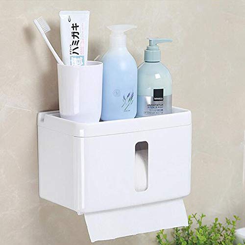 HUIHUAN Caja de pañuelos para baño Accesorios de baño Elegante baño de múltiples funciones Caja de limpiaparabrisas Caja de baño Perforación Bandeja de papel higiénico Soporte de toalla de papel