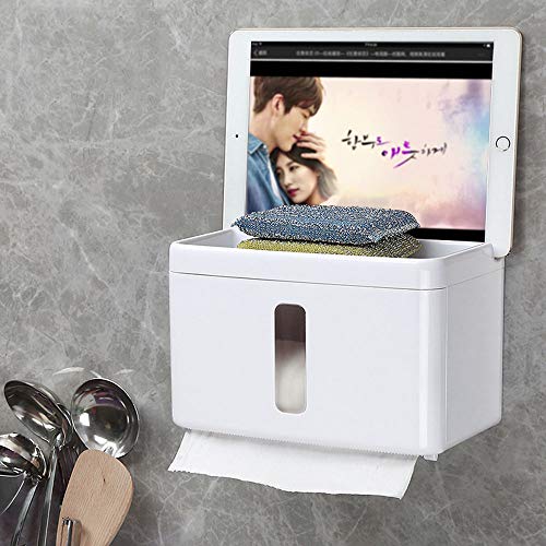 HUIHUAN Caja de pañuelos para baño Accesorios de baño Elegante baño de múltiples funciones Caja de limpiaparabrisas Caja de baño Perforación Bandeja de papel higiénico Soporte de toalla de papel