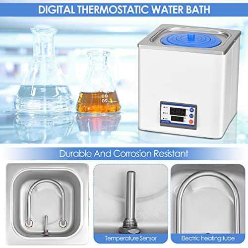 HUKOER Baño de agua termostático digital con aberturas seleccionables, baño de agua eléctrico de un solo orificio, laboratorio digital, 3L, 220V a 100 ° C