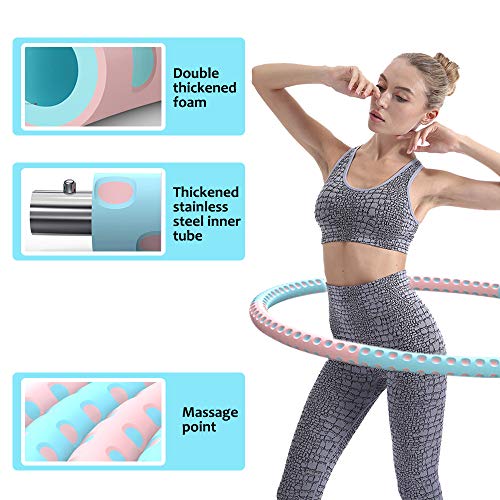 Hula Hoop Fitness Desmontable - JanTeelGO Professional Weighted Aro de Gimnasia para Adultos y niños,Hula Hoop para pérdida con Bandas de Resistencia,Adecuado para Fitness,Gimnasia