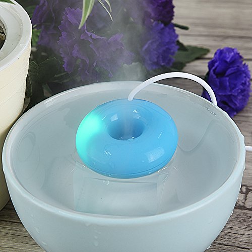 Humidificador con rosquillas, Flotador en el Agua Mini difusor de Aroma USB humidificador para el Dormitorio del bebé (Azul)