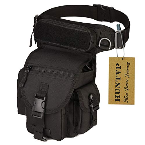 HUNTVP Bolsa de Pierna Bolsa Táctical Militar Impermeable para Correr Senderismo Ciclismo Camping Caza, Tipo 1-Negro