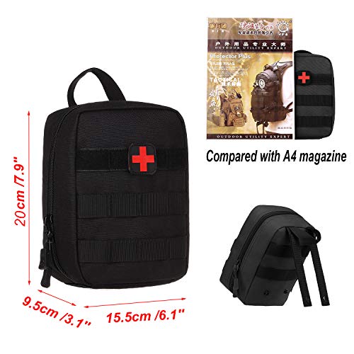 Huntvp táctica Bolsa MOLLE Pouch Vacío Pequeña Bolsillo de Primeros Auxilios Impermeable Bolsa de Emergencia Mini Médica Botiquín para Caza Correr Camping Senderismo, Negro