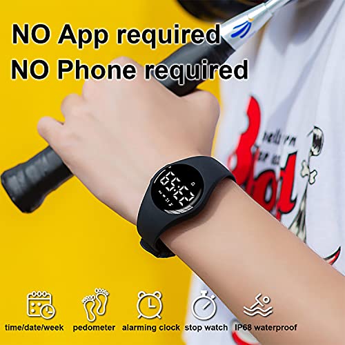 HUYVMAY Reloj rastreador de Actividad física, sin App sin Sin Bluetooth Necesidad, Carga de 1 Hora por 20 días de Uso, Reloj Impermeable IP68 para Estudiantes niños Mujeres, podómetro Reloj Deportivo