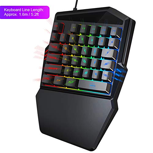 HXSJ J50 Teclado Mecánico RGB para Juegos con una Sola Mano Juego de Teclado para Mouse para Juegos Accesorio para computadora con Teclado para Juegos con una Sola Mano para Win2000/Android/OS X