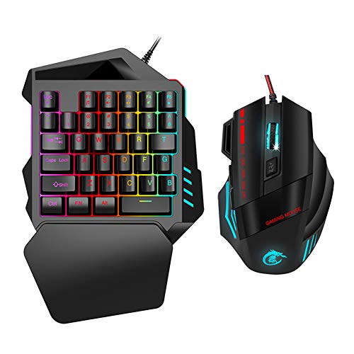 HXSJ J50 Teclado Mecánico RGB para Juegos con una Sola Mano Juego de Teclado para Mouse para Juegos Accesorio para computadora con Teclado para Juegos con una Sola Mano para Win2000/Android/OS X