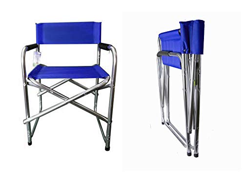 Hyfive Directores de Aluminio Azul Silla Plegable con apoyabrazos Silla de Camping Pesca Silla Silla de jardín