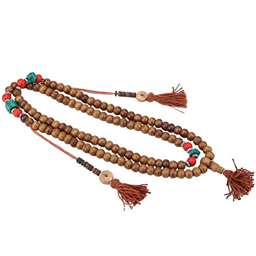 Hztyyier 108 Cuentas Rosario Tibetano Hueso de Yak Natural Cuentas de oración Collar Tibetano Mala Pulsera Budista Estiramiento Budista Cuentas Rosario Tibetano