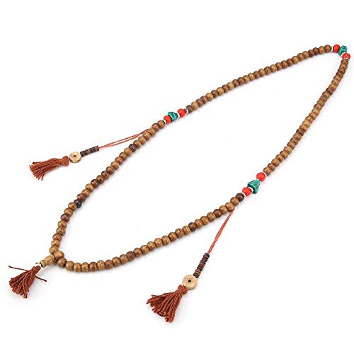 Hztyyier 108 Cuentas Rosario Tibetano Hueso de Yak Natural Cuentas de oración Collar Tibetano Mala Pulsera Budista Estiramiento Budista Cuentas Rosario Tibetano