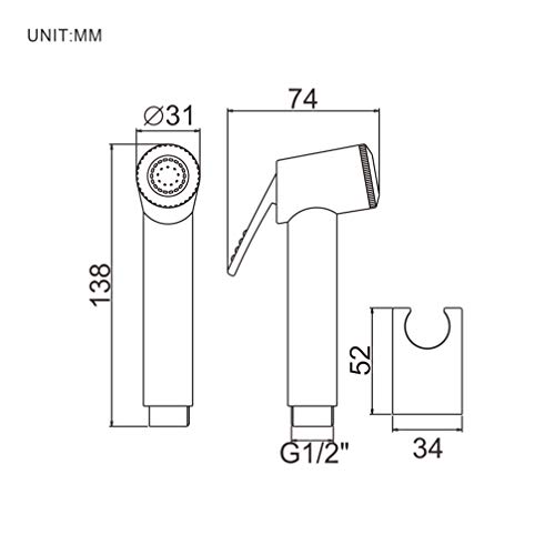 Ibergrif M20282 Alcachofa de Bidé con Soporte y Flexo, Pulverizador de Ducha, Plata