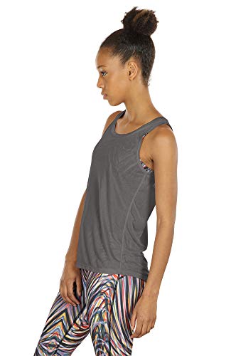 icyzone Camiseta sin Mangas de Espalda Abierta de Ejercicio y Ocio para Mujer (L, Gris)