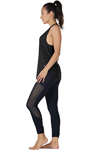 icyzone Camiseta sin Mangas de Fitness para Mujer Racerback Chaleco Deportivo, Pack de 2 (M, Negro/Mezclilla)